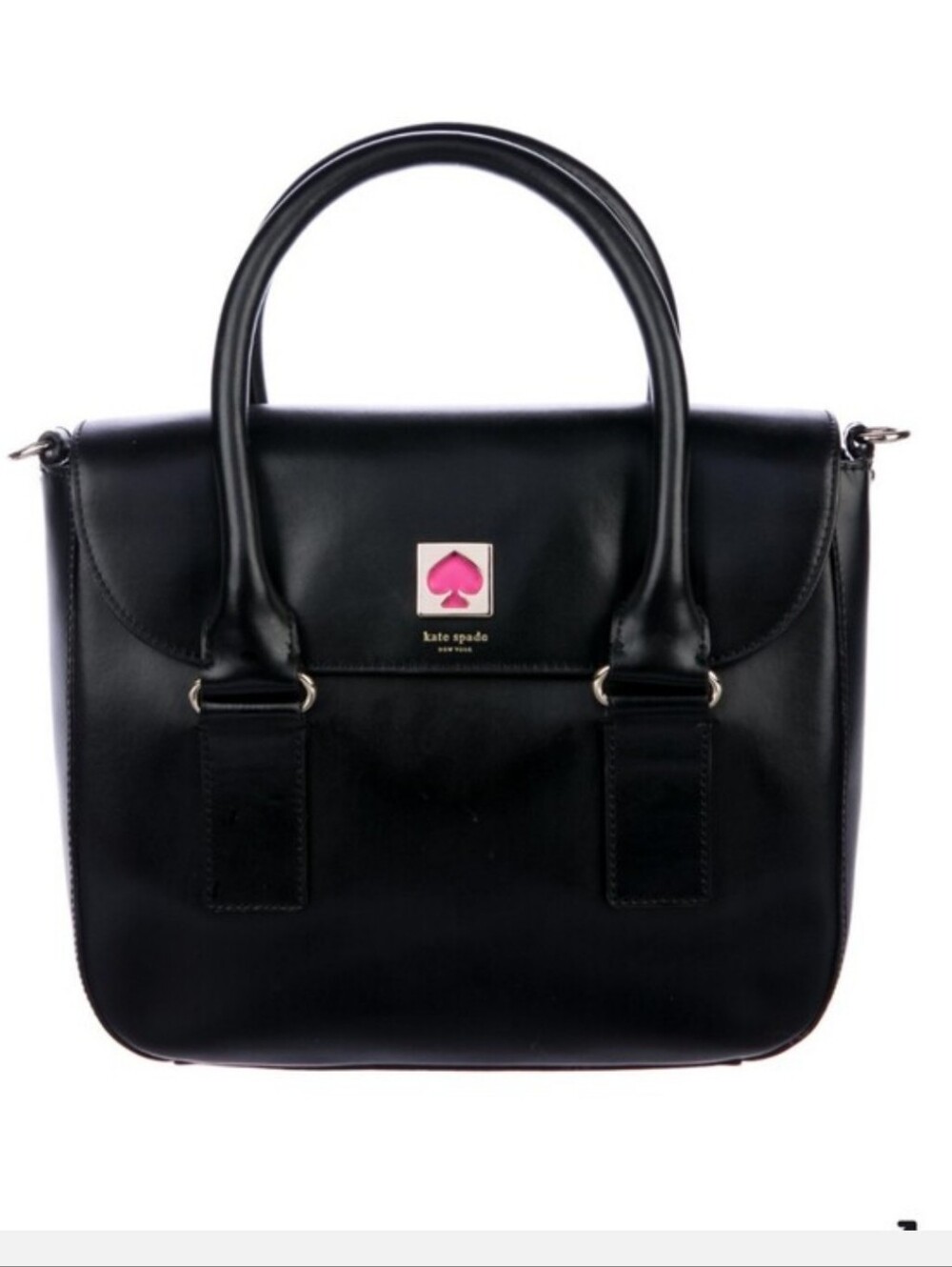Kate Spade Black Leather w/ Pink Trim "Make it Mine" Satchel Crossbody EUC